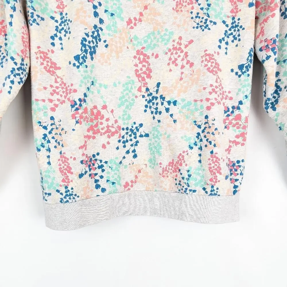 Adidas Floral Trefoil Graphic Hoodie Sweatshirt Girls Large Gray Multi Hooded‎